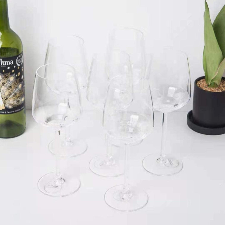 futurecitytrading Classic Premium Quality Plastic Acrylic Stem Wine Glasses, Set Of 6 Clear